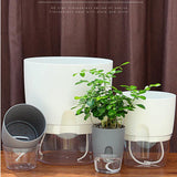 HULIANFU Lazy Self-watering Flowerpot Automatic Water Absorption Succulent Aquaculture Transparent Round Plastic Hydroponic Flowerpot