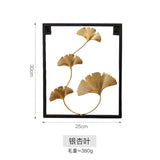 HULIANFU 2023 Nordic Metal Leaf Plant Wall Decor Wrought Iron Wall Hanging Non-perforated Wall Mural Living Room Bedroom Home Decoration Hot