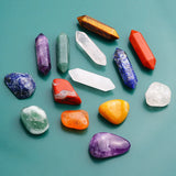 HULIANFU Natural Stone Crystal Gemstone Chakras Healing Quartz Mineral Ornament Home Decoration High Quality Gifts Box 14/10/8/7 PCS/Set
