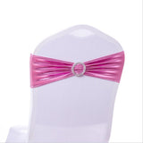 HULIANFU Wedding Spandex Chair Sash Hot Sale Shiny Metallic Lycra Bands Ribbon With Round Buckle Birthday Party Hotel Decoration