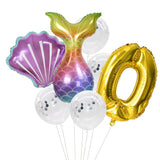 HULIANFU Little Mermaid Party Balloons 32inch Number Foil Balloon Kids Birthday Party Decoration Supplies Baby Shower Decor Helium Globos