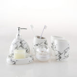 HULIANFU Wedding Set Marble Texture Ceramic Bathroom Accessories Set  Bathroom Kit Toothbrush Holder Soap Dispenser Bathroom Tray So