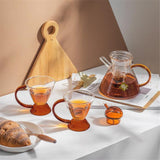 HULIANFU Tea Set Glass 500ml Teapot 200ml Cup Nordic Style Heat Resistant Drinkware