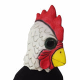 HULIANFU White Latex Rooster Adults Mad Chicken Cockerel Mask Halloween Scary Funny Masquerade Cosplay Mask Party Mask