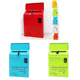 HULIANFU mailbox outdoor Iron Lock Letter Box Vintage Wall Mount Mailbox Mail Postal Letter Newspaper