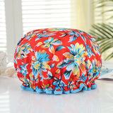 HULIANFU Waterproof Shower Cap Double Layer Elastic Bath Hat Bathing Cap For Women Spa Bathing Accessory Hair Salon Bathroom Product