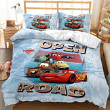 HULIANFU Red Lightning Mcqueen Duvet Cover Set Queen Car Comforter Cover Cool Car Style Quilt Cover Kids Room Teen Bed Decor Bedding set