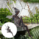 HULIANFU Tudor And Turek Resin Sitting Fairy Statue Garden Ornament Porch Sculpture Yard Craft Landscaping for Home Garden Decoration