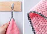 HULIANFU Super Absorbent Microfiber Kitchen Tableware Dish Cloth 25x25cm Household Cleaning Towel Kitchen Clean Rags Coral Velvet Towels