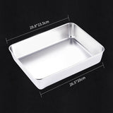 HULIANFU Thicken Stainless Steel Storage Tray with Lid Rectangle Food Plate Flat Bottom Dish Bakeware Cake Bread Baking Pan Kitchen Tools