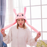 HULIANFU Lovely Luminous/no light Plush Rabbit Hat Funny Play Toy Up Down Moving Bunny Ears Toy Hat Girlfriend Children Gifts