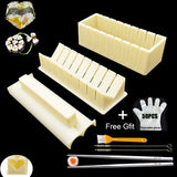 HULIANFU IYouNice 11Pcs/Set Sushi Maker Equipment Kit,Japanese Rice Ball Cake Roll Mold Sushi Multifunctional Mould Making Sushi Tools