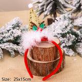 HULIANFU 2023 Christmas Headband Santa Tree Elk Antlers Hair Accessories for Girls Headwear Reindeer Ornaments Elk Ears Christmas Decorations
