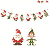 HULIANFU Wooden Christmas Door Wreath Oranments Wall Xmas Dec Merry Christmas Decor For Home  Happy New Year Naviidad Door Wreath