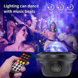 HULIANFU LED Galaxy Projector Ocean Wave LED Night Light Music Player Remote Star Rotating Night Light Gift For kids Bedroom Lamp