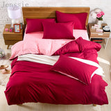 HULIANFU Pure Color Double Duvet Single Twin Comforter Bedding Set 2/3 Bed Cover Set King Queen Size Bed Box Duvets Linen Quilt Cover