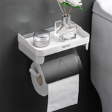 HULIANFU Wall Mount Roll Paper Storage Rack Multi-function Toilet Paper Holder Rack Bathroom Rack Shelves 3 Colors