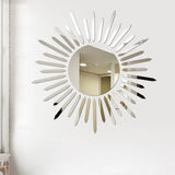 HULIANFU New Decorative Mirrors DIY Wall Stickers Sun Flower Aesthetic Room Decor Mirror Stickers For Living Room Decoración Hogar