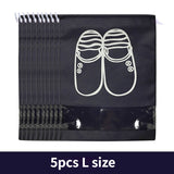 HULIANFU Shoes Storage Bag Closet Organizer Non-woven Travel Portable Bag Waterproof Pocket Clothing Classified Hanging Bag 5pcs L size