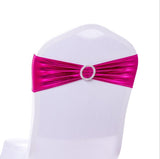 HULIANFU Wedding Spandex Chair Sash Hot Sale Shiny Metallic Lycra Bands Ribbon With Round Buckle Birthday Party Hotel Decoration