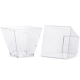 HULIANFU panacota plastic cup 50Pcs desert cup Clear Portion Transparent Trapezoidal Food container 60ml glasses for desserts Yogurt cups