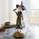 HULIANFU New Halloween Witch Doll Figure Statue Resin Pumpkin Elegant Mini Witch Sculpture Decoration Party Decor Home Desktop Ornaments