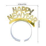 HULIANFU 2023 3pcs Happy New Year Headband Glitter Gold Silver Hairbands Photo Props For New Year Eve Christmas Party Hair Hoop Accessories
