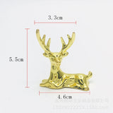 HULIANFU Nordic Style Mini Light Luxury Imitation Copper Elk Ornaments  Deer Sculpture Gold plated zinc alloy deer ornaments decoration
