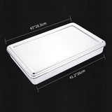 HULIANFU Thicken Stainless Steel Storage Tray with Lid Rectangle Food Plate Flat Bottom Dish Bakeware Cake Bread Baking Pan Kitchen Tools