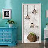 HULIANFU Self-adhesive modern lighting art door sticker home decoration door cover wall sticker mural porch wallpaper poster
