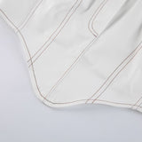 Hulianfu White Strapless Cropped Tube Top Women Sexy Backless Boob Tube Crop Tops Zipper Black Thread Camisole Summer