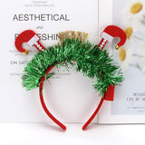 HULIANFU 2023 LED Light Christmas Headband Foil Tinsel Snowflake Ball Elven Feet New Year Hair Accessories For Girls Christmas Headband Light