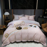 HULIANFU Marble printed Duvet cover Modern Art Abstract 1000TC Egyptian Cotton Soft Bedding Sets 1Duvet Cover+1Bed Sheet+2Pillow Shams