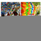 HULIANFU Religious Flags Tibetan Buddhist Supplies Colour Print Prayer Flag Artificial Silk Tibet Lung Ta Banner Scriptures Garden Flags