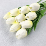 HULIANFU 2023 10PCS Artificial Flowers Garden Tulips Real Touch Flowers Tulip Bouquet Decor Mariage for Home Wedding Decorations Fake Flower