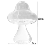 HULIANFU Mushroom Shaped Glass Vase Lovely Transparent Hydroponics Plant Vase Creative Glass Crafts Decor for Home Office Living Room A50