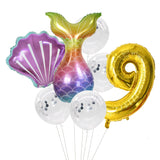 HULIANFU Little Mermaid Party Balloons 32inch Number Foil Balloon Kids Birthday Party Decoration Supplies Baby Shower Decor Helium Globos