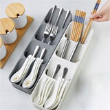 HULIANFU Knife Holder Spoons Storage Plastic Cutlery Drawer Storage Box Durable Plastic Tray Cutlery Rack For Kitchen Storage