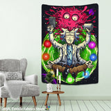 HULIANFU Psychedelic Meditator Tapestry Wall Hanging Cartoon Witchcraft Bohemian Style Mandala Kawaii Room Home Decor