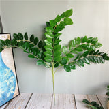 HULIANFU Large Lush green branch real looking Eucalyptus leaves plastic Artificial Flowers for jungle party decor home fake plants