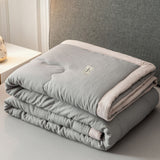 HULIANFU Summer Air Conditioning Quilt Washed Cotton Throw Blanket Quilting Thin Comforter Cooling Duvet Quilted Quilt Solid Color