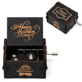 HULIANFU New Black Castle In The Sky Queen  Music Box Wooden Music Box Birthday Gift Antique Carved Wooden Handle