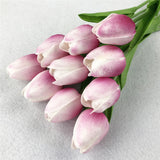HULIANFU 2023 10PCS Artificial Flowers Garden Tulips Real Touch Flowers Tulip Bouquet Decor Mariage for Home Wedding Decorations Fake Flower