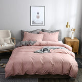 HULIANFU North America Plain AB Double-sided Design Duvet Cover Set King Queen Size Double Bed Quilts Covers Comforter Cover Bedding Sets