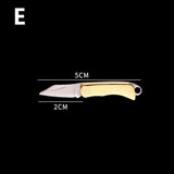 HULIANFU Mini Pocket Knife Folding Brass Keychain Pendant Cleaver Blade Cutter Tool Gift