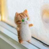 HULIANFU Unfinished Fashion Siamese Hawksbail Tabby Civet Cat Kitty Wool Doll Women Handmade Needle Felt Kit Package DIY Gift For Kids
