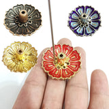 HULIANFU Mini Meditation Buddha Sandalwood Stick Holder Burner Round Dish Enamel Lotus Flower Catcher Plate Incense Holders Home Decor
