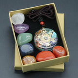 HULIANFU Natural Stone Crystal Gemstone Chakras Healing Quartz Mineral Ornament Home Decoration High Quality Gifts Box 14/10/8/7 PCS/Set