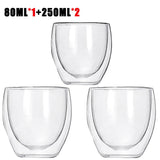 HULIANFU Transparent glass coffee cup milk whiskey tea beer double creative heat resistant cocktail Vodka wine mug Drinkware tumbler cups