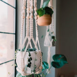 HULIANFU Macrame Handmade Plant Hanger Baskets Flower Pots Holder Balcony Hanging Decoration Knotted Lifting Rope Home Garden Supplies